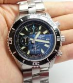 Clone Breitling Superocean Chronograph Stainless Steel Black Face Mens Gift Watch